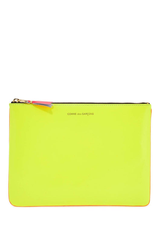 COMME DES GARCONS WALLET portafoglio in pelle di capra giallo arancio super fluo compatto