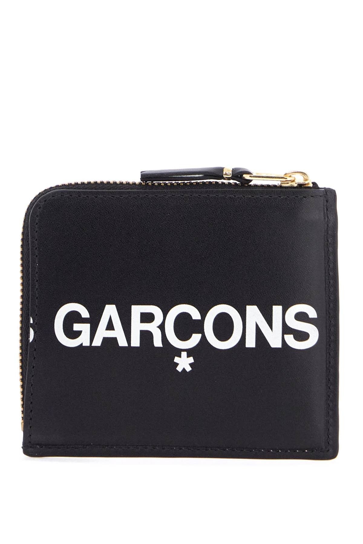 COMME DES GARCONS WALLET portafoglio in pelle di vitello nero con logo grande sa3100hl