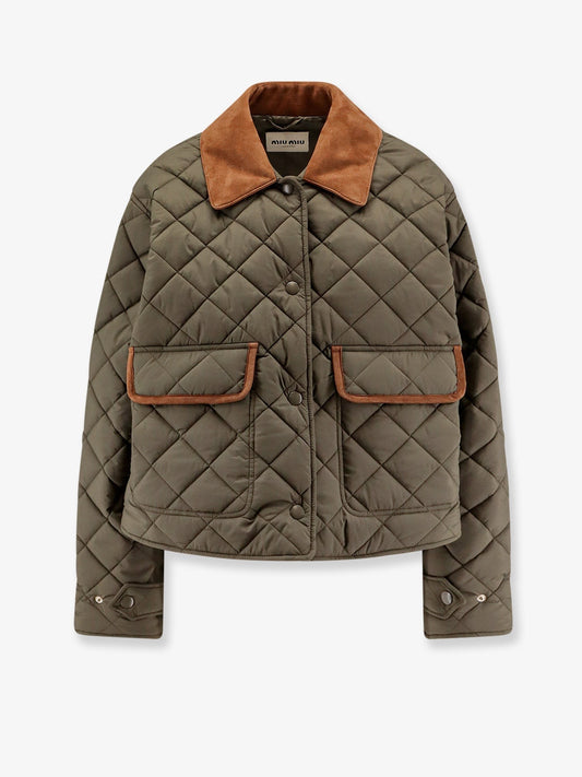 Miu Miu Quilted nylon jacket with suede details