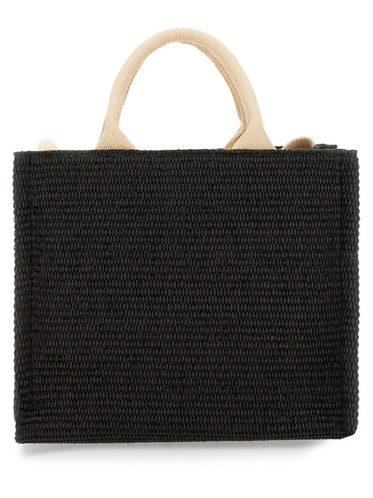 Marni RAFFIA EFFECT FABRIC SMALL TOTE BAG