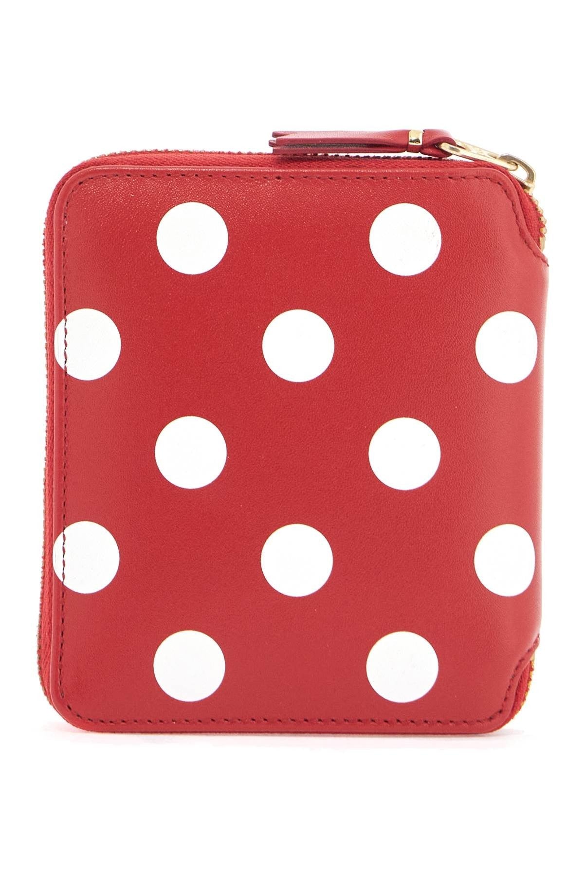 COMME DES GARCONS WALLET red polka dot calfskin wallet with zip