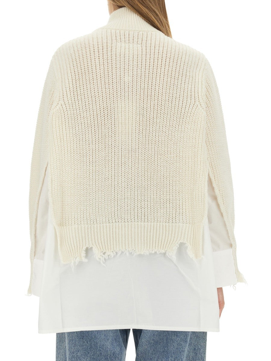 MM6 MAISON MARGIELA RIBBED CARDIGAN WITH ZIPPER