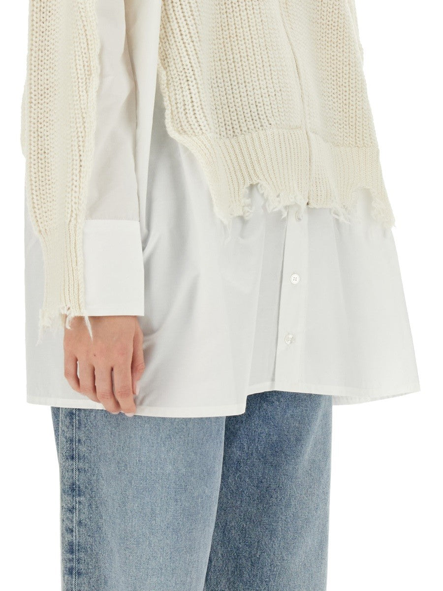 MM6 MAISON MARGIELA RIBBED CARDIGAN WITH ZIPPER