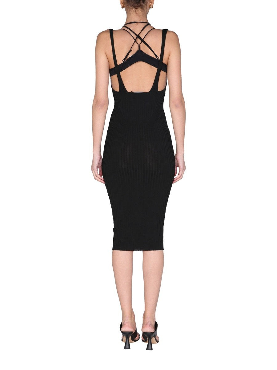 ANDREADAMO RIBBED SKIRT WITH STRAPS