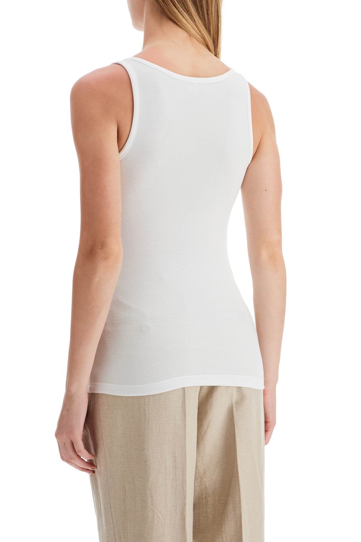 GANNI ribbed tank top with spaghetti