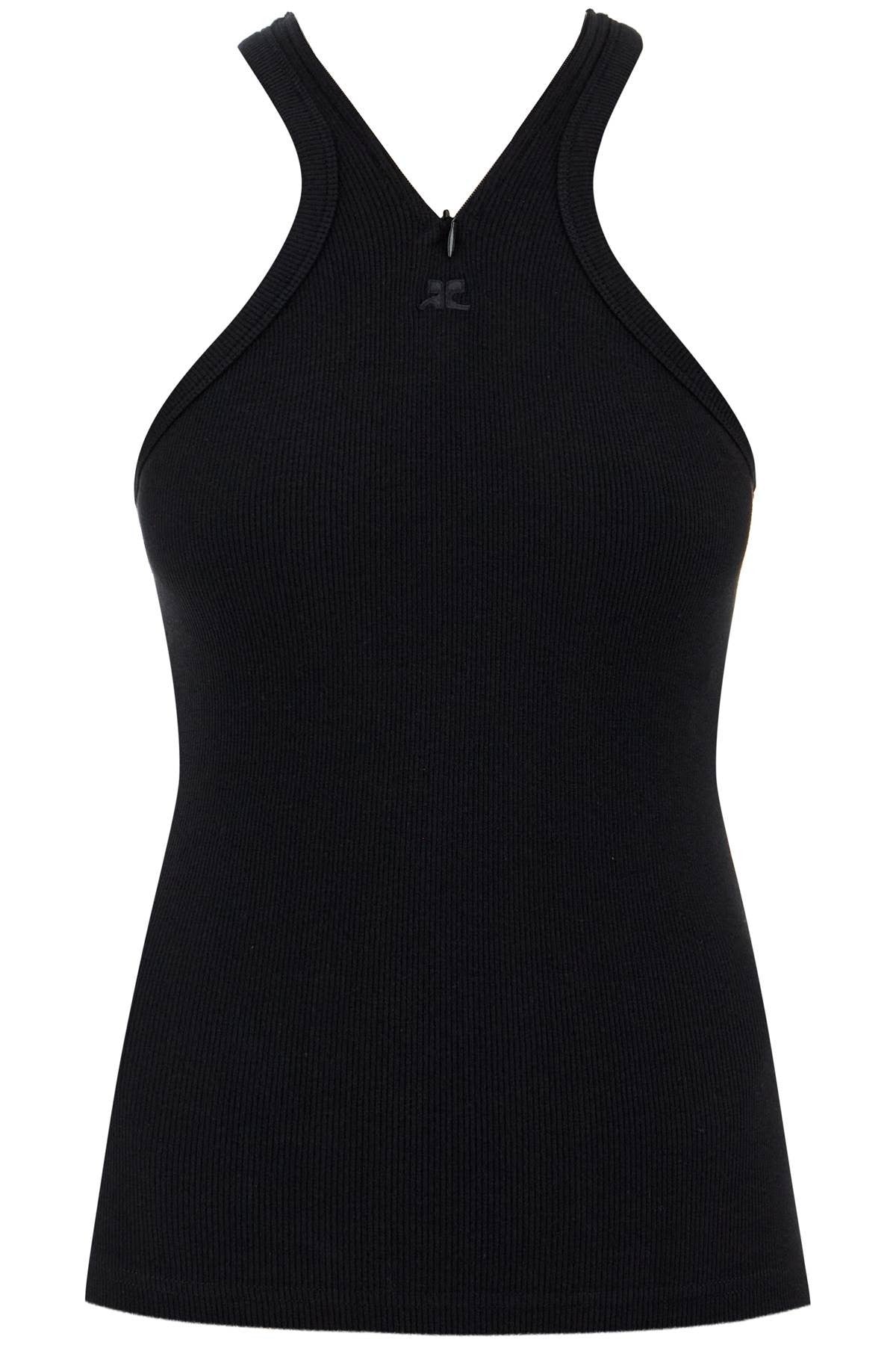 COURREGES ribbed tank top with zipper on the neckline