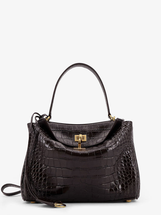 Balenciaga Rodeo leather shoulder bag with croco effect