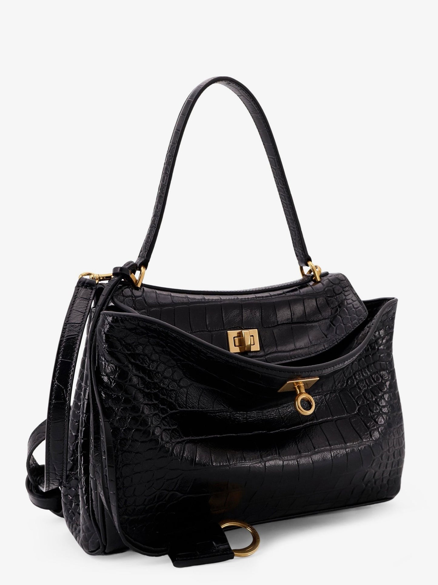 Balenciaga Rodeo leather shoulder bag with croco effect
