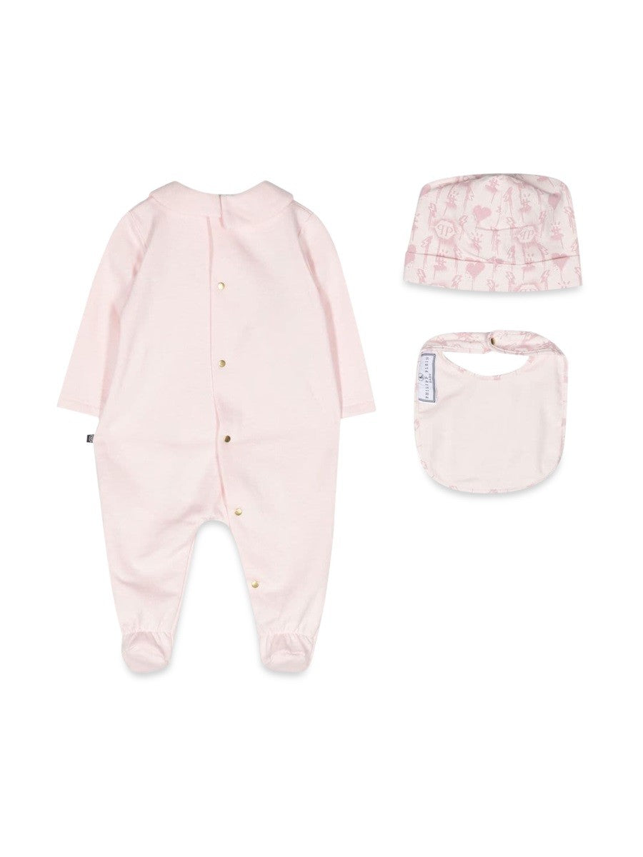 Philipp Plein ROMPER, BIB AND BONNET