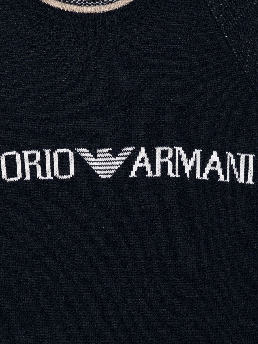 Emporio Armani ROUND NECK PULLOVER LOGO STRIPES ON THE WRISTS