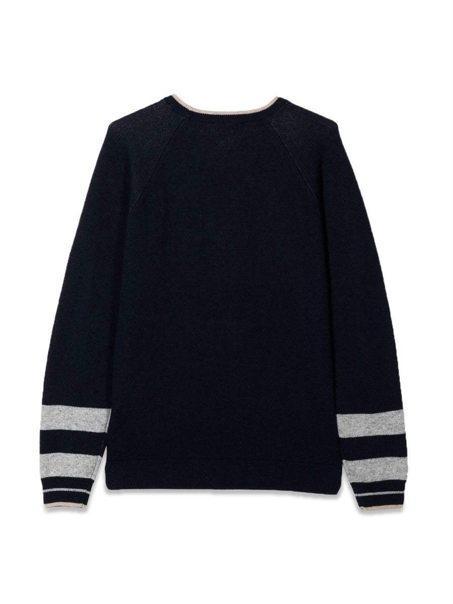 Emporio Armani ROUND NECK PULLOVER LOGO STRIPES ON THE WRISTS