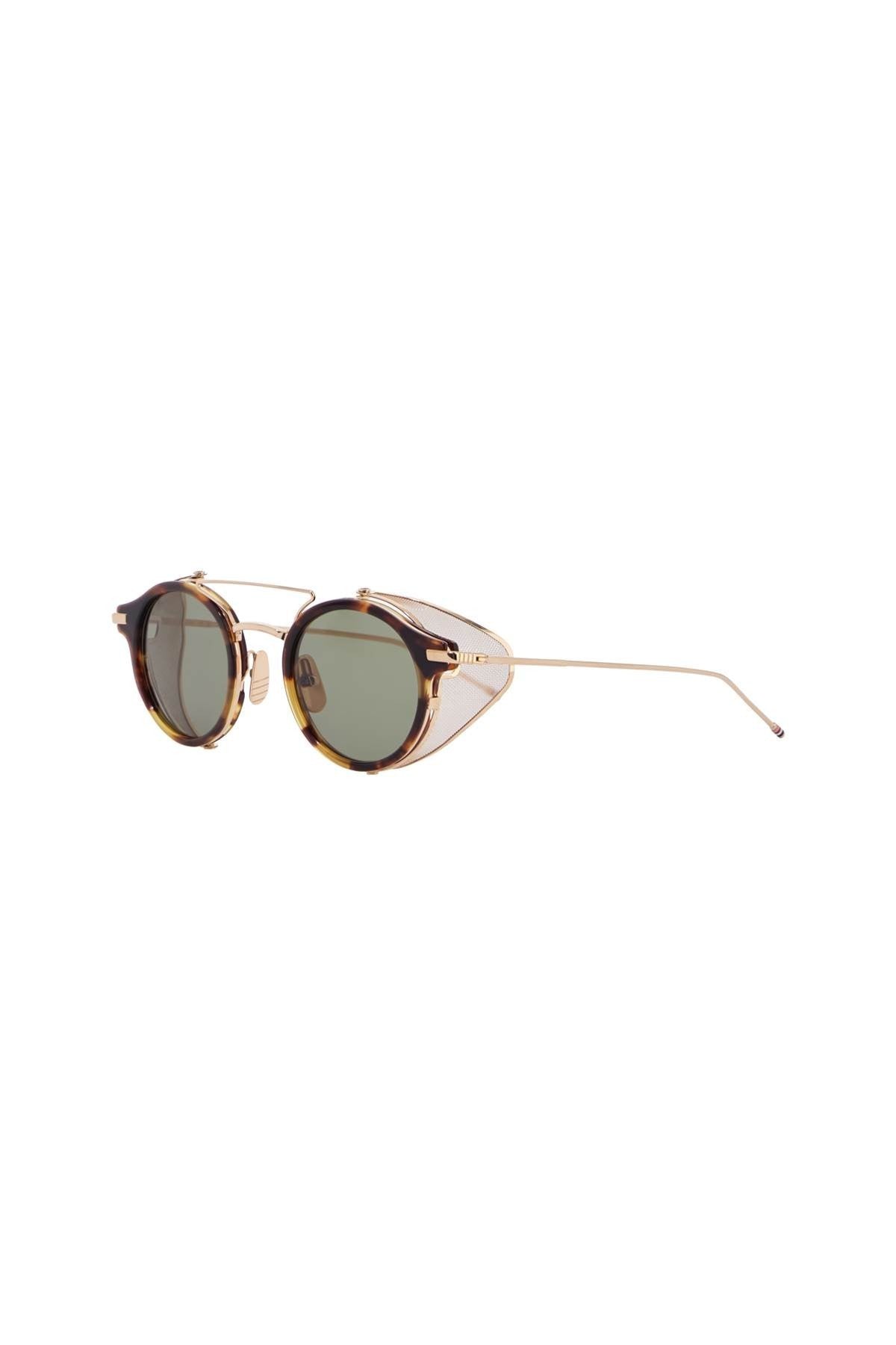 THOM BROWNE round sunglasses titanium acetate tortoiseshell green lenses