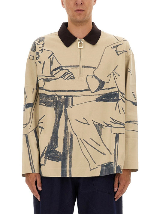 jw anderson RUGBY POLO SHIRT WITH PRINT