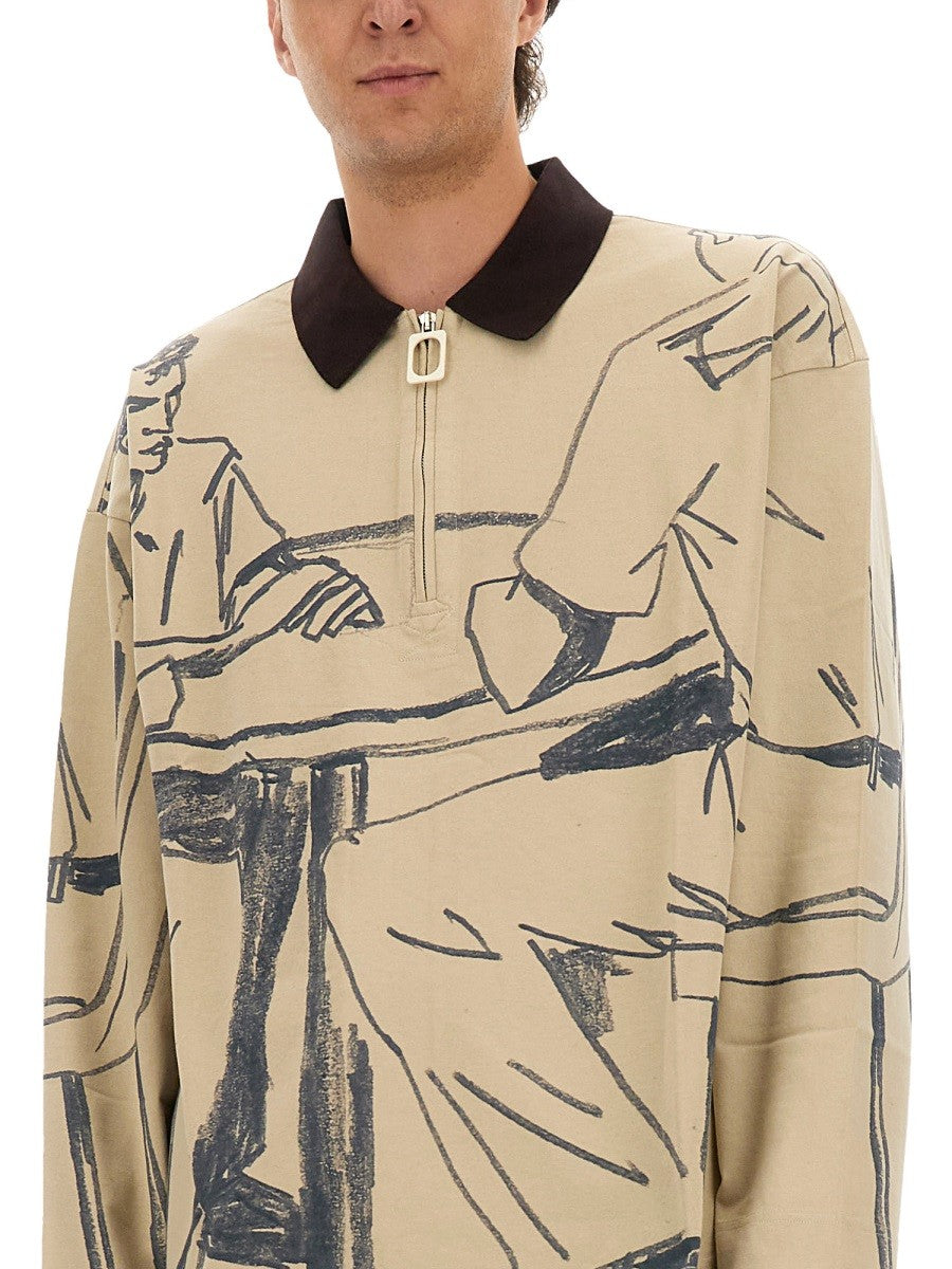 jw anderson RUGBY POLO SHIRT WITH PRINT