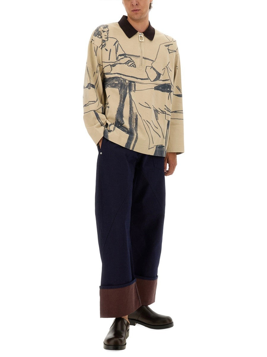 jw anderson RUGBY POLO SHIRT WITH PRINT
