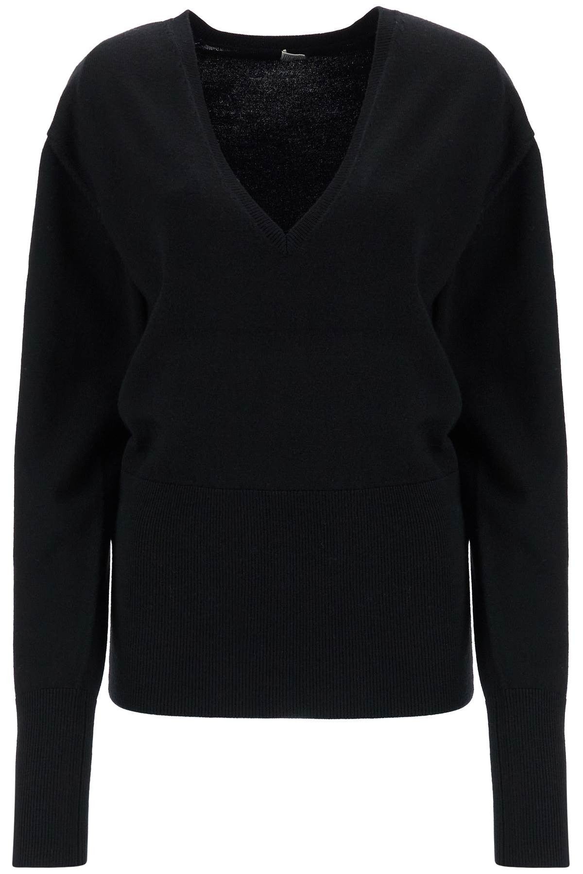 TOTEME rws wool black sweater with deep v-neck