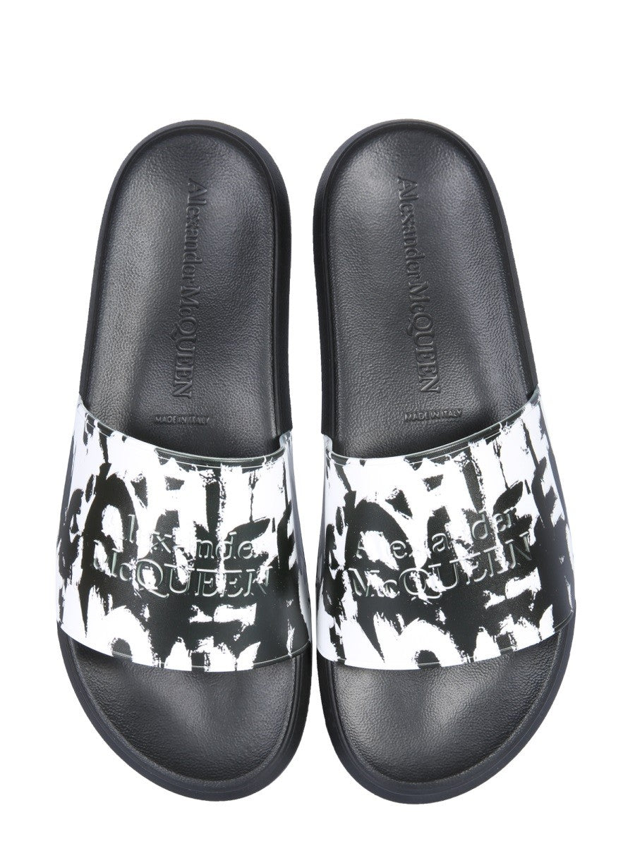 Alexander Mcqueen SANDAL WITH GRAFFITI LOGO