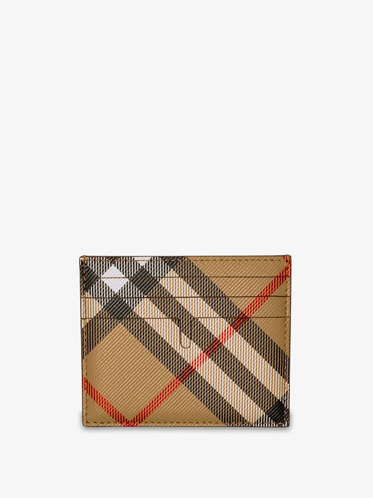 Burberry Sandon coated canvas card holder with check pattern