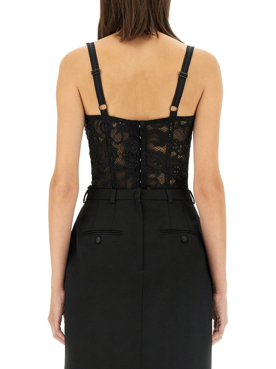 Dolce & Gabbana SATIN AND LACE CORSETRY TOP