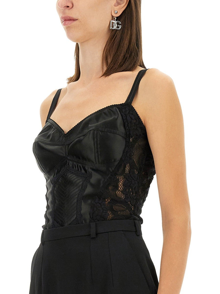 Dolce & Gabbana SATIN AND LACE CORSETRY TOP