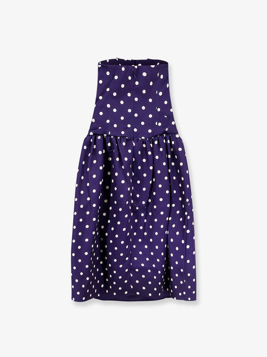SELF PORTRAIT Satin dotted midi dress