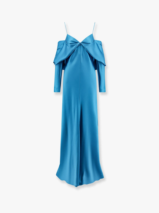 alberta ferretti Satin long dress with bow on the back
