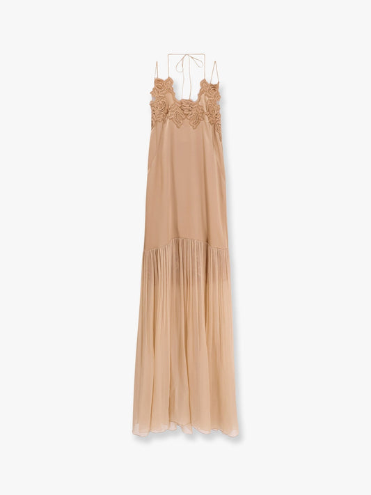 alberta ferretti Satin long dress with silk skirt
