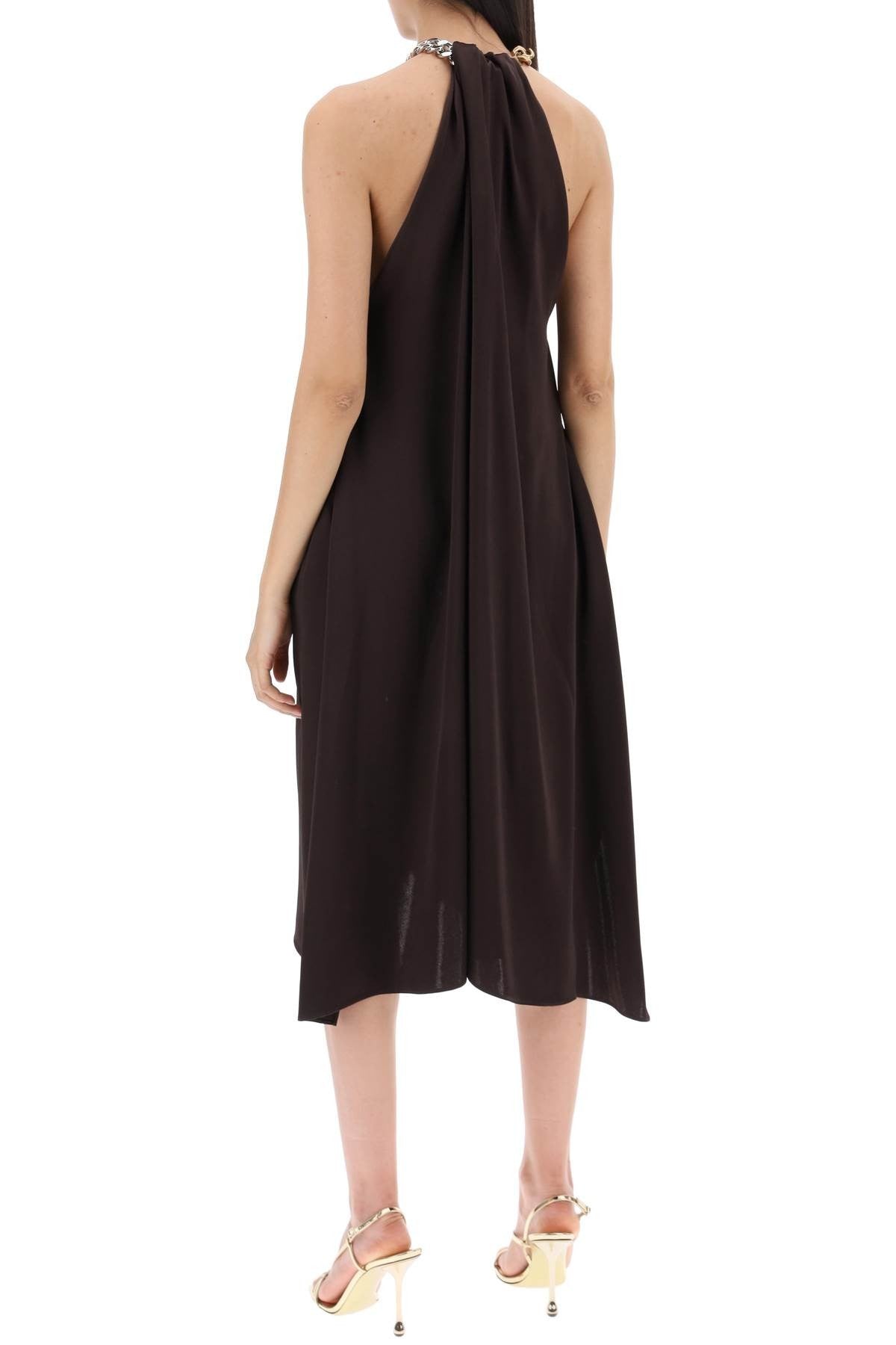 stella mccartney satin midi dress with chain detail