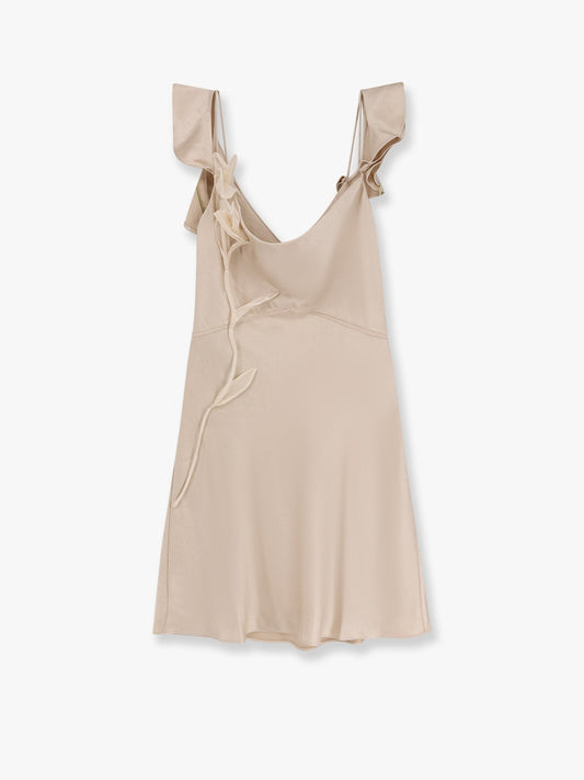 SELF PORTRAIT Satin mini dress with floral etails