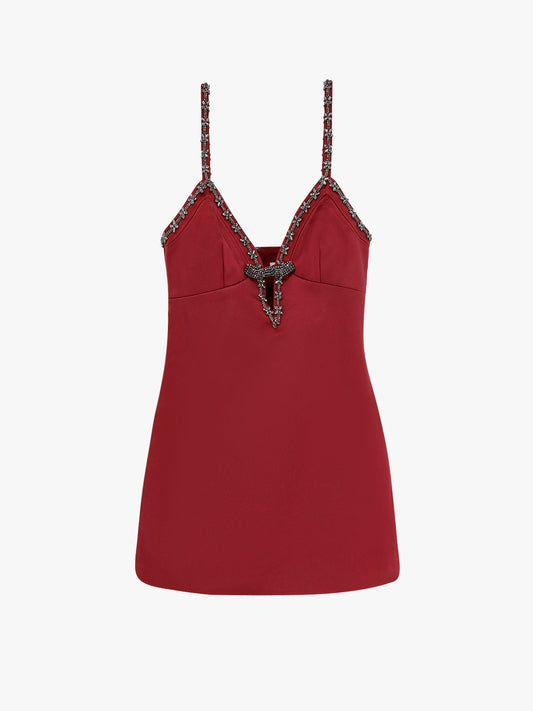 SELF PORTRAIT Satin mini dress with jewel details