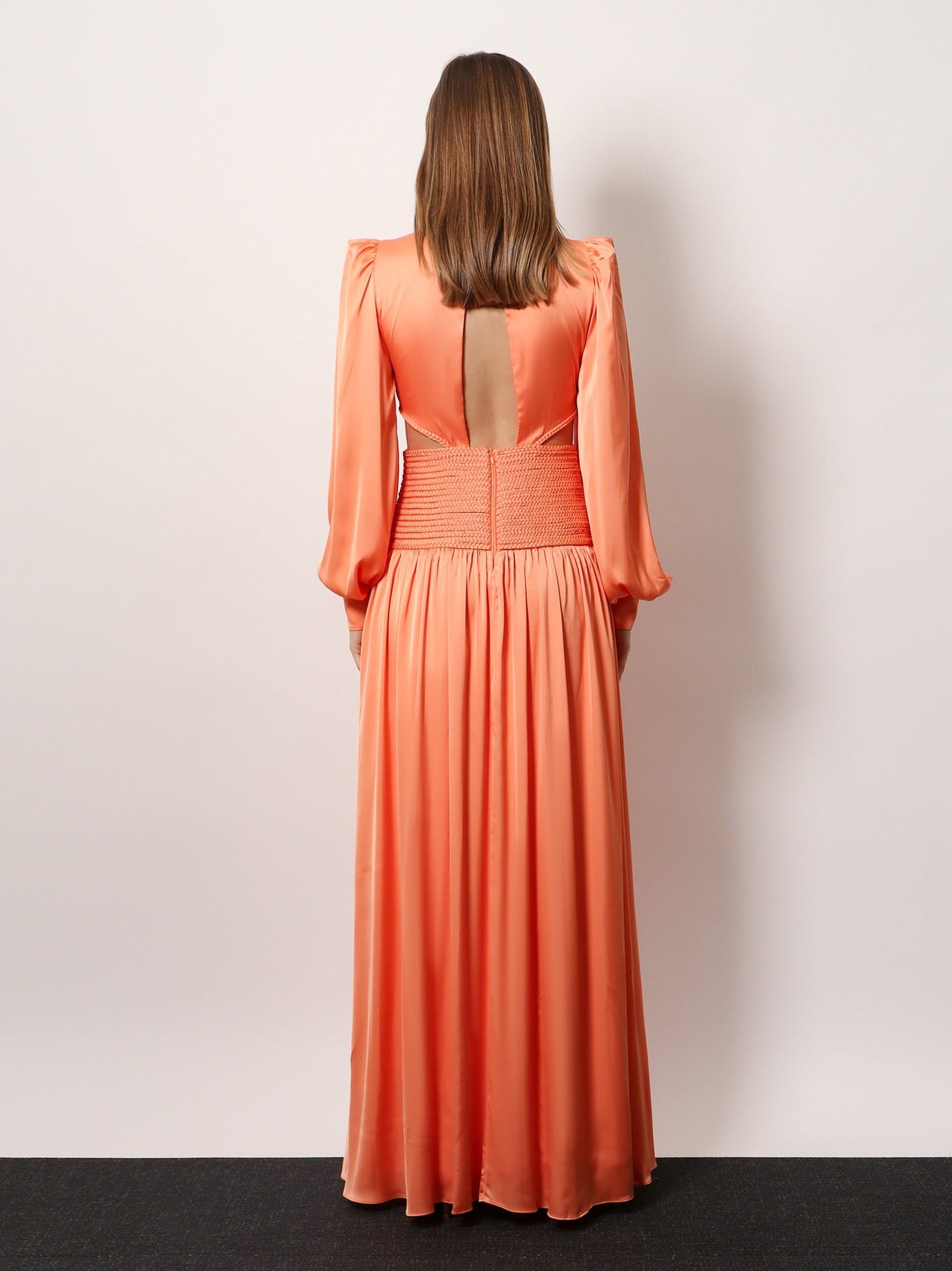 PATBO Satin sunset long dress with cut-out details