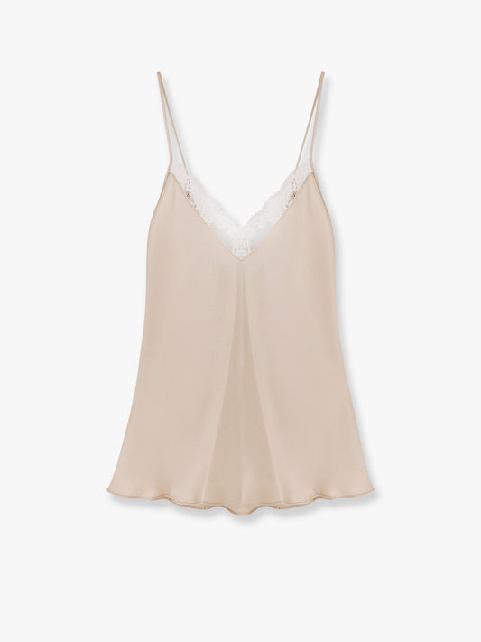 MVP WARDROBE Satin tank top with lace inserts