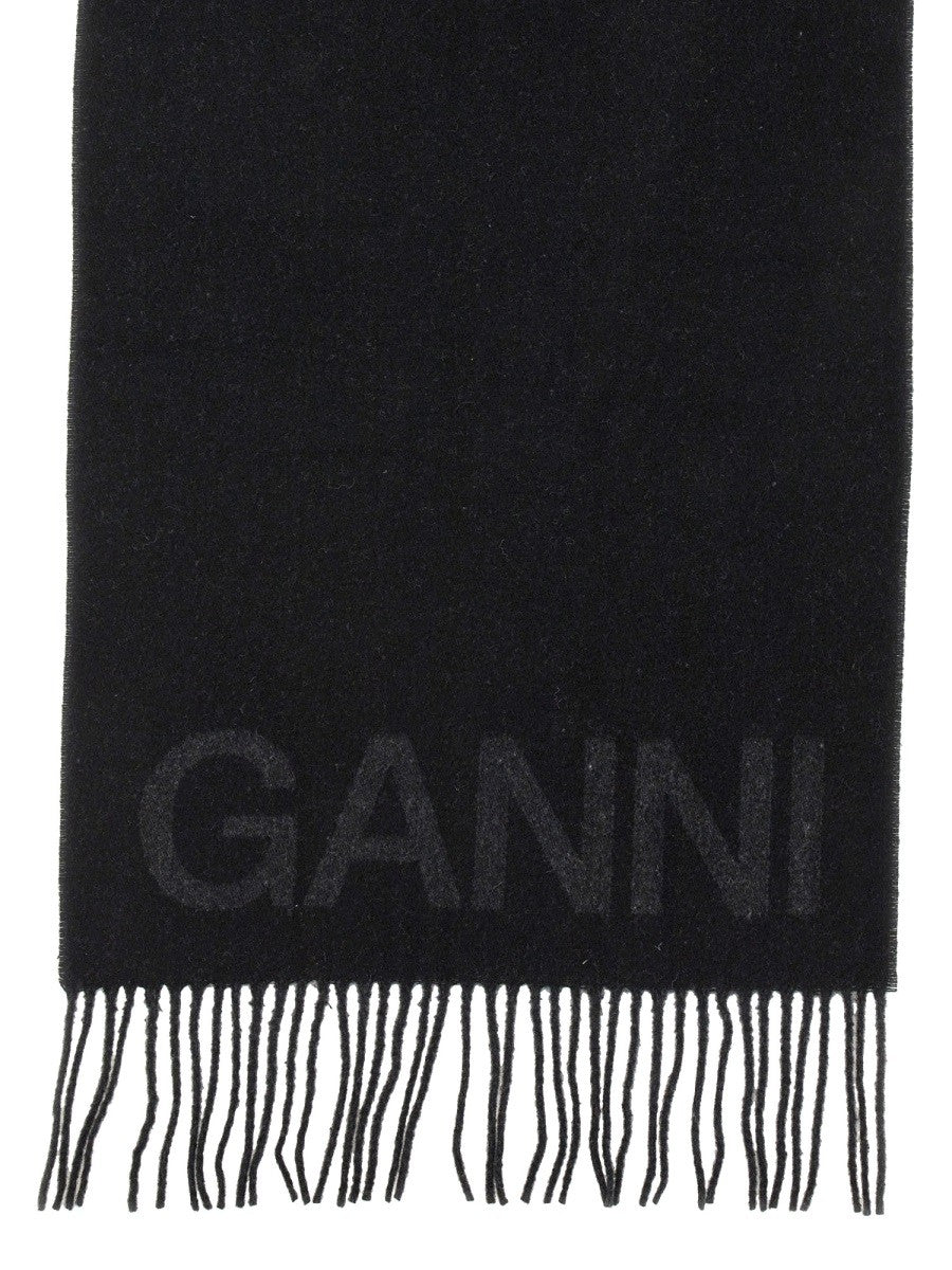 GANNI SCARF WITH LOGO