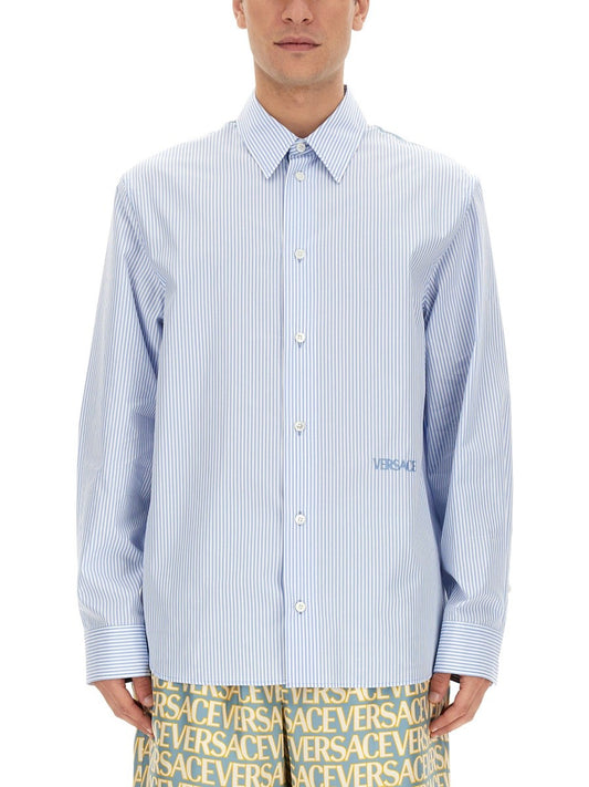 Versace SEASHELL BAROQUE STRIPED SHIRT