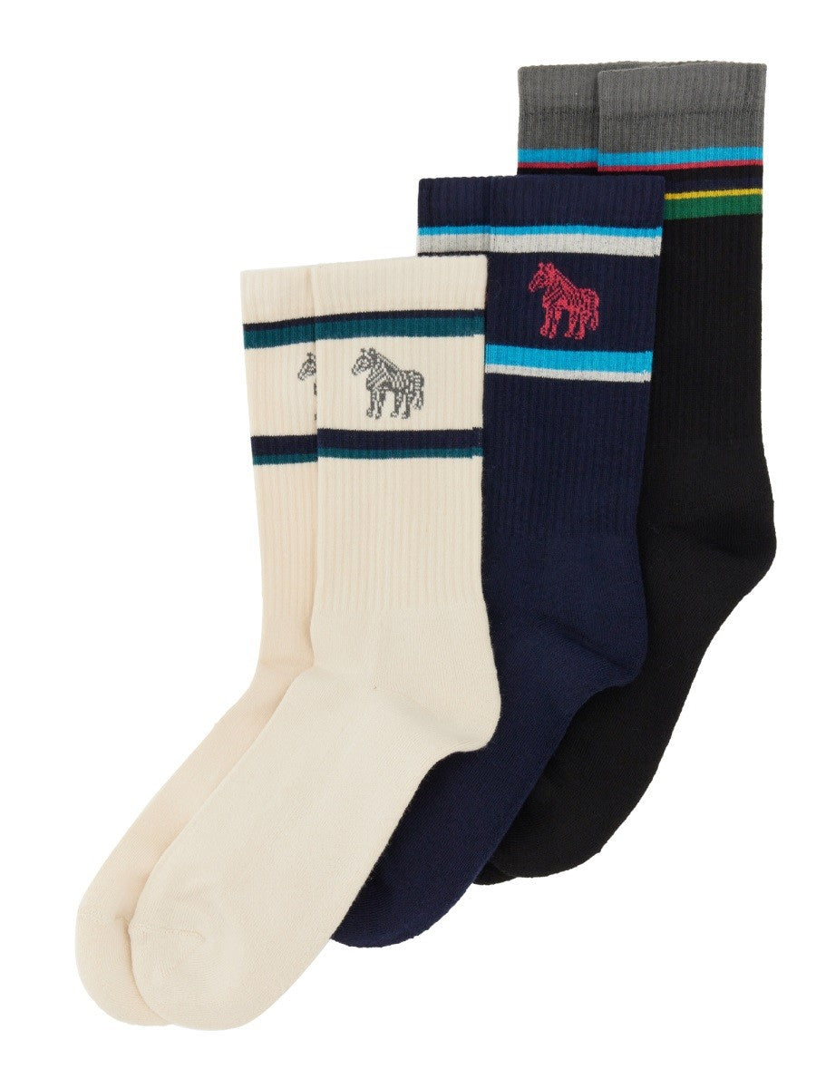 PS BY PAUL SMITH SET OF THREE SOCKS WITH LOGO