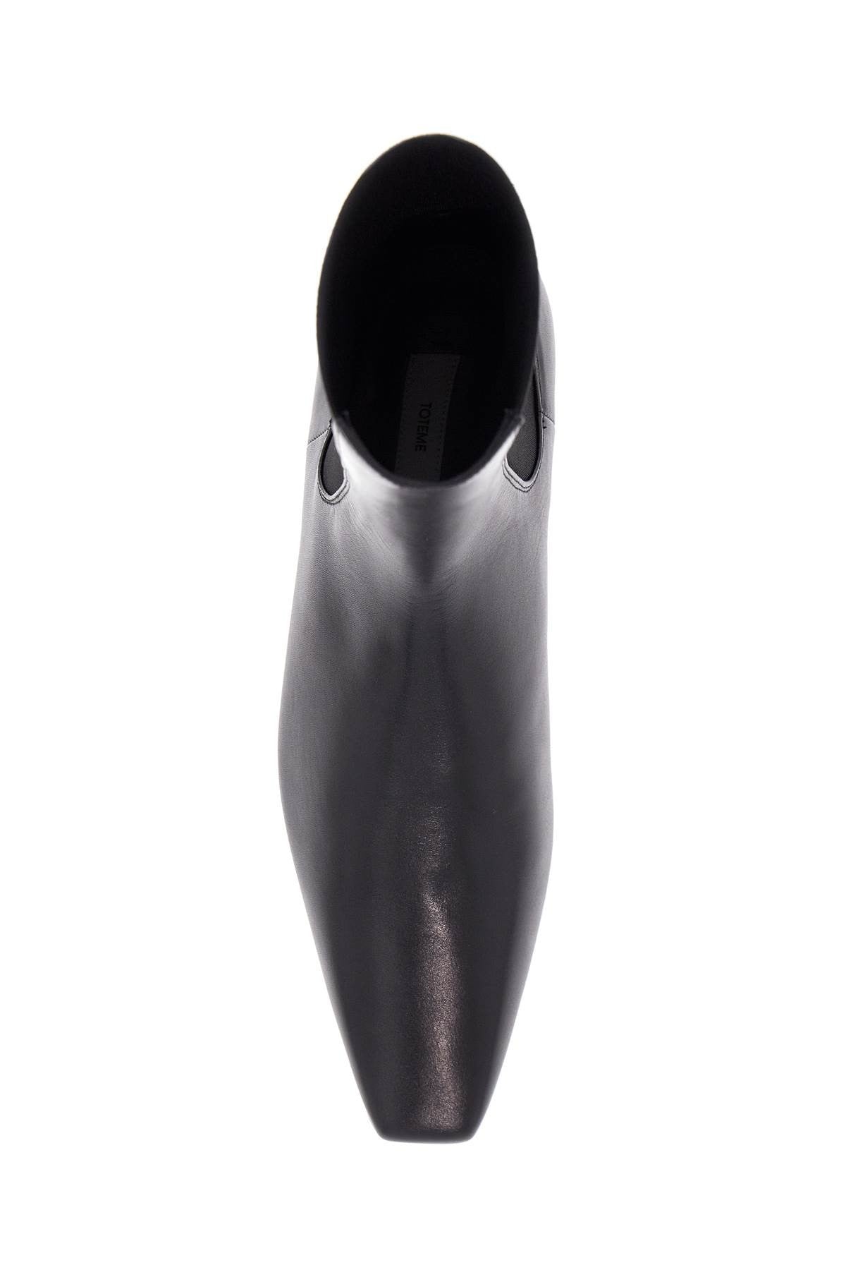 TOTEME shiny black leather chelsea boots with rubber sole