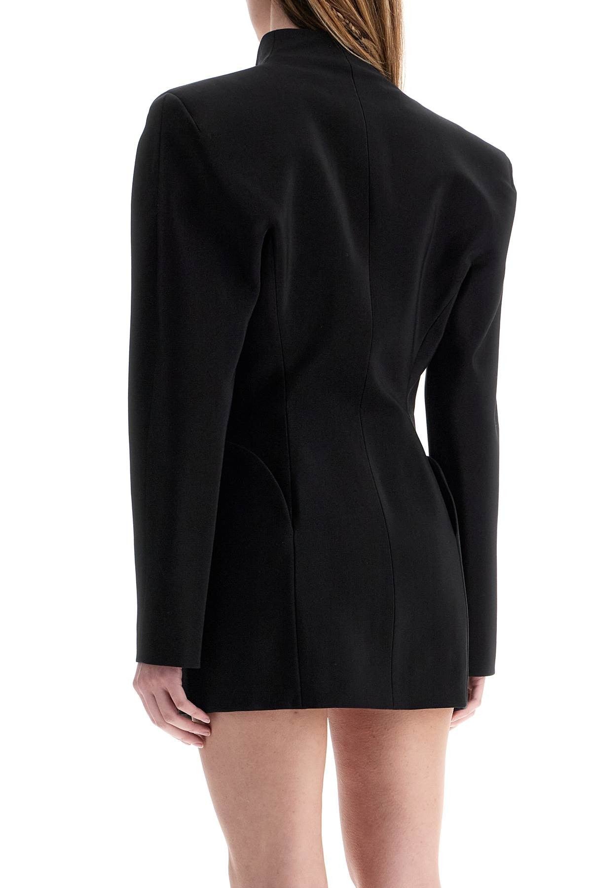 MUGLER short black v-neck jacket with contemporary design