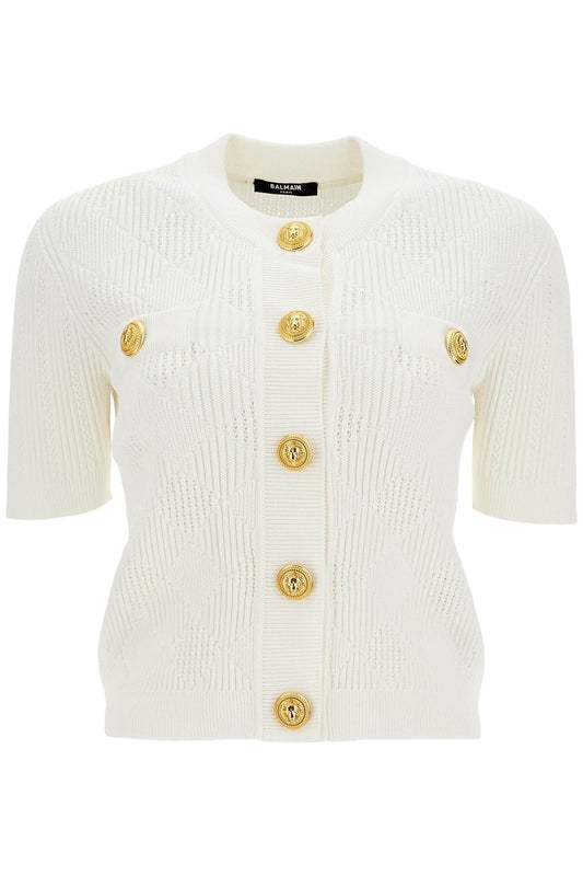 Balmain short-sleeved cardigan with emb