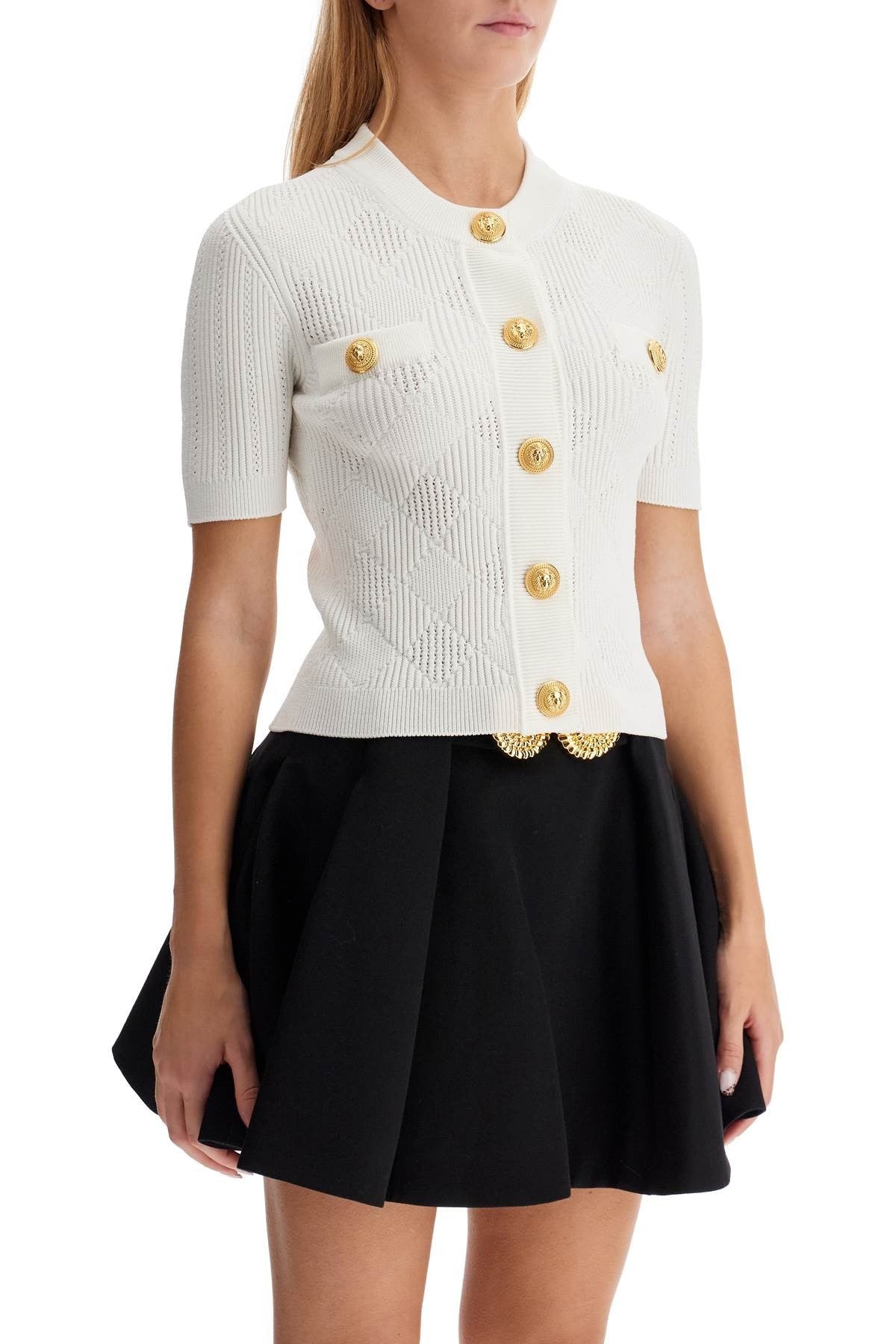 Balmain short-sleeved cardigan with emb