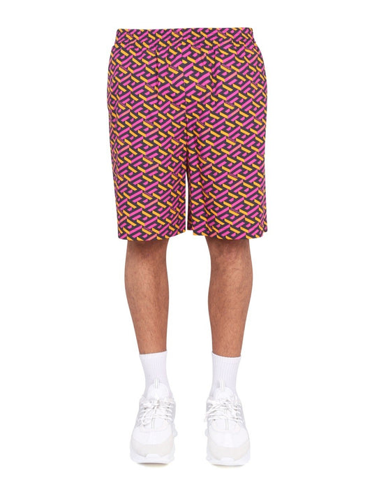 Versace SHORTS WITH LA GRECA PRINT