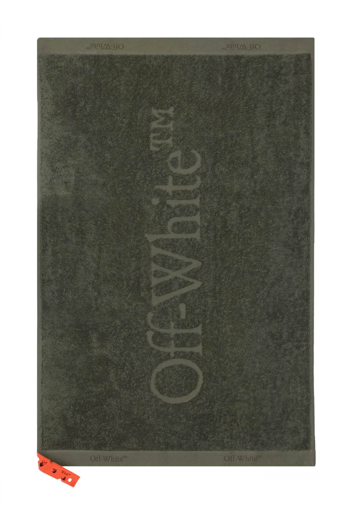 Off-white shower towel with logo