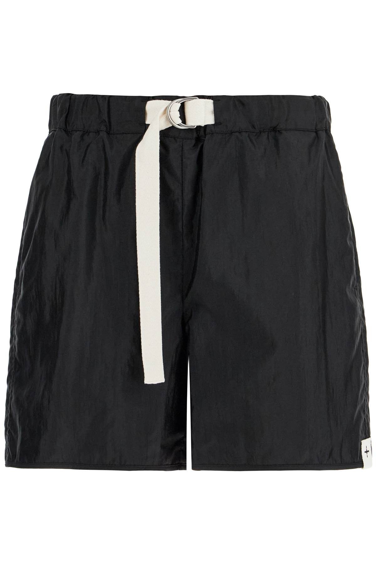 JIL SANDER silk and nylon shorts with belt in a