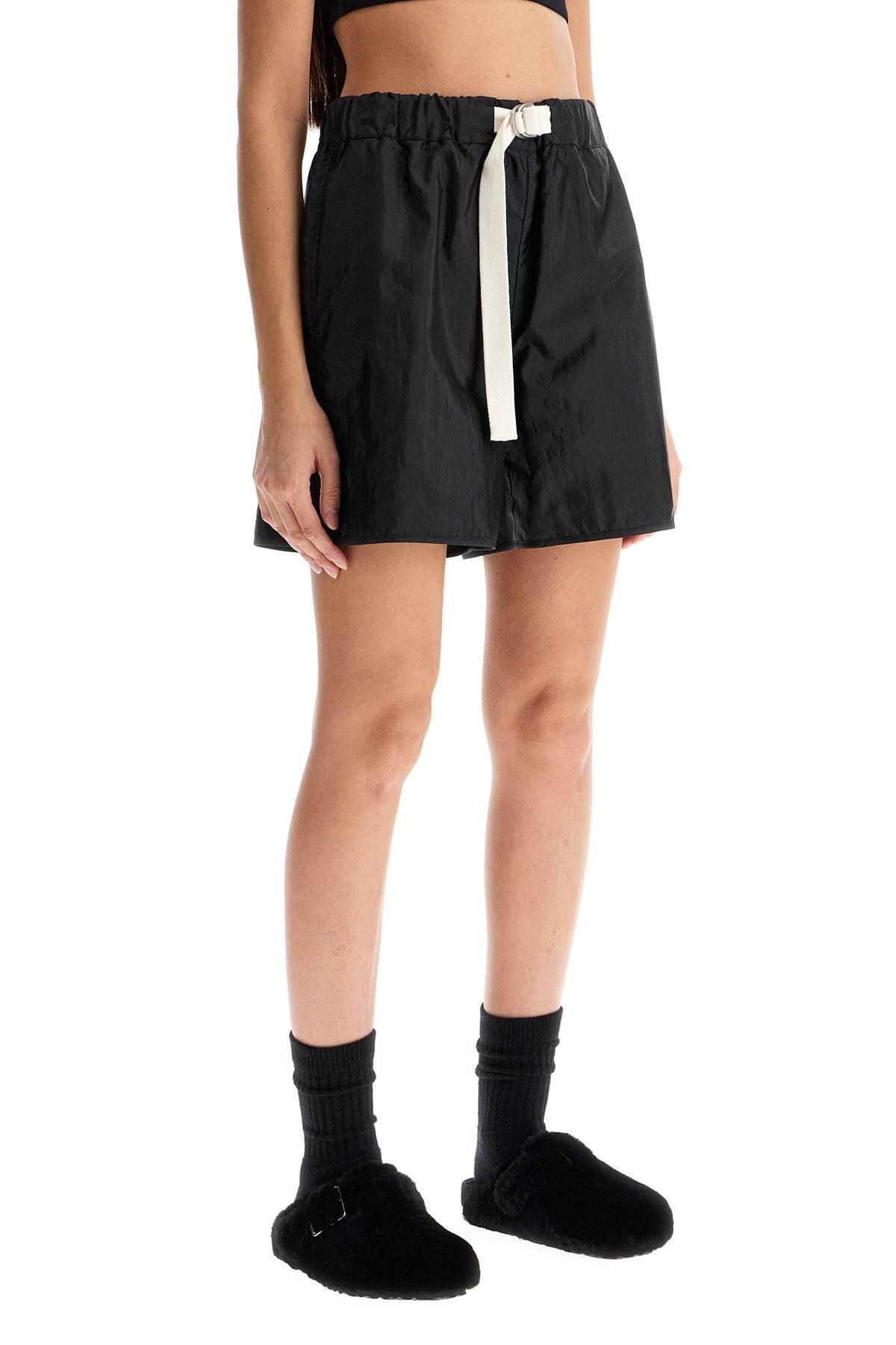 JIL SANDER silk and nylon shorts with belt in a