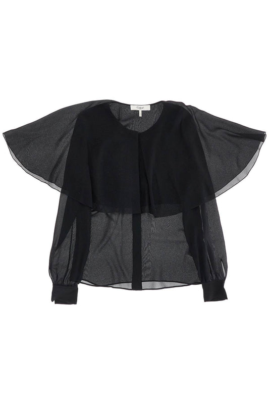 CHLOE' silk blouse with cape overlay