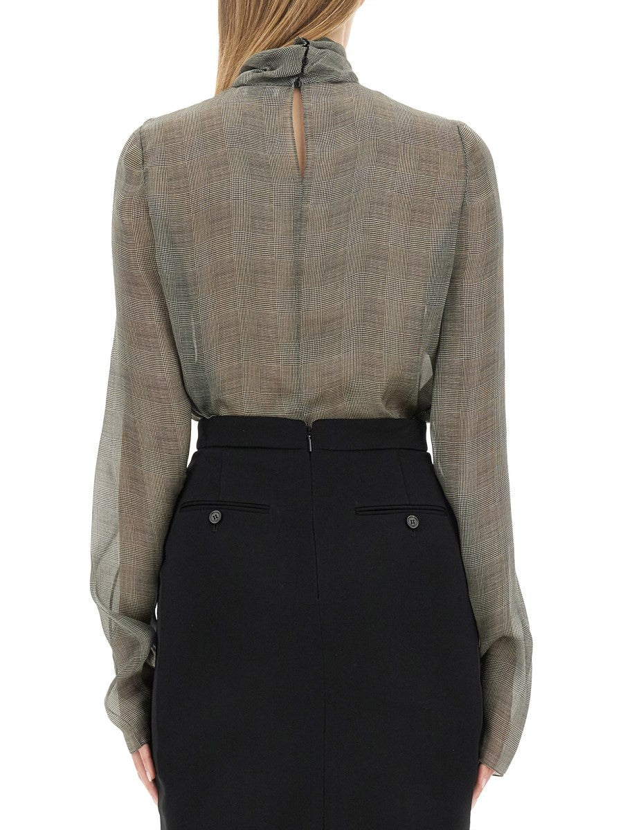 Saint Laurent SILK CHARMEUSE TURTLENECK BLOUSE