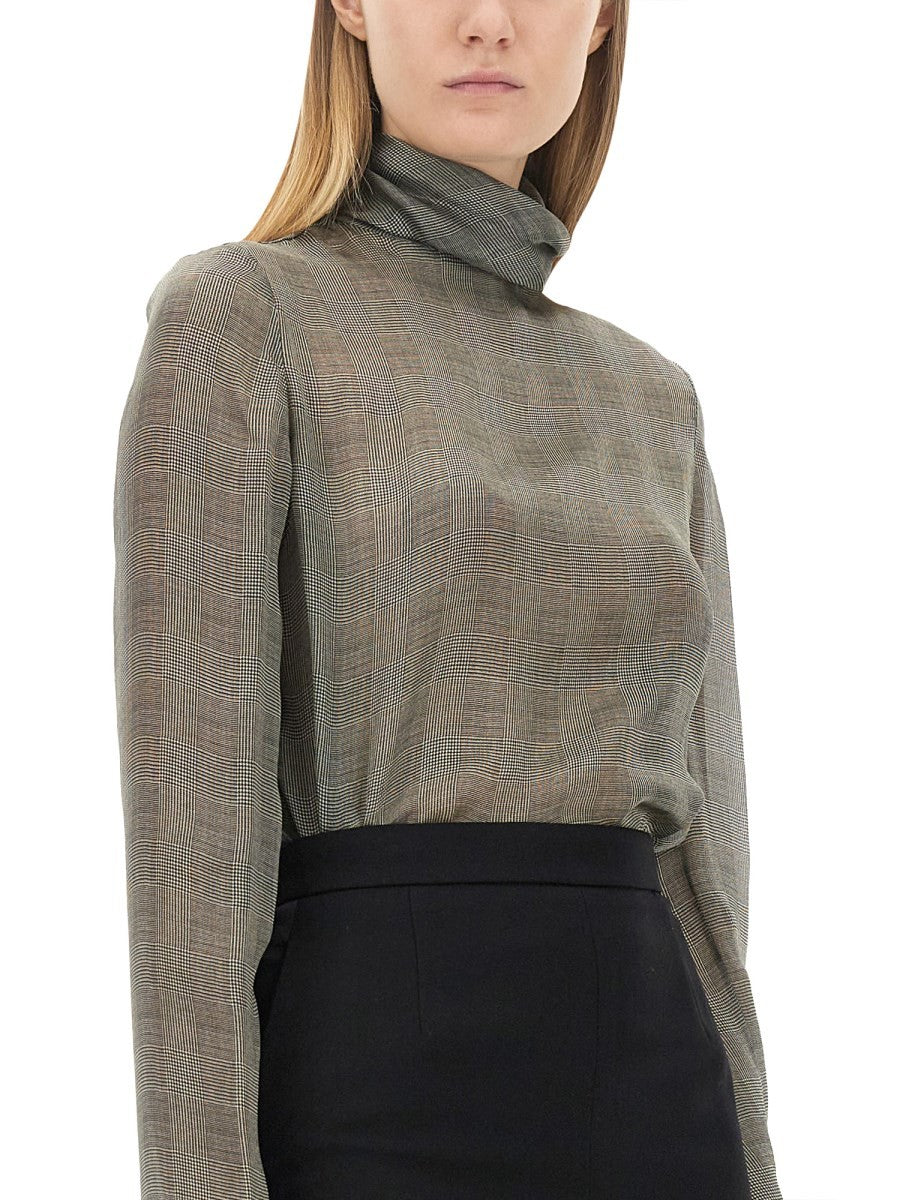 Saint Laurent SILK CHARMEUSE TURTLENECK BLOUSE