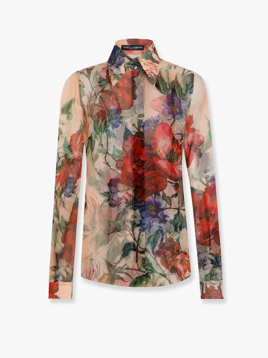 DOLCE e GABBANA Silk shirt with iconic floral motif