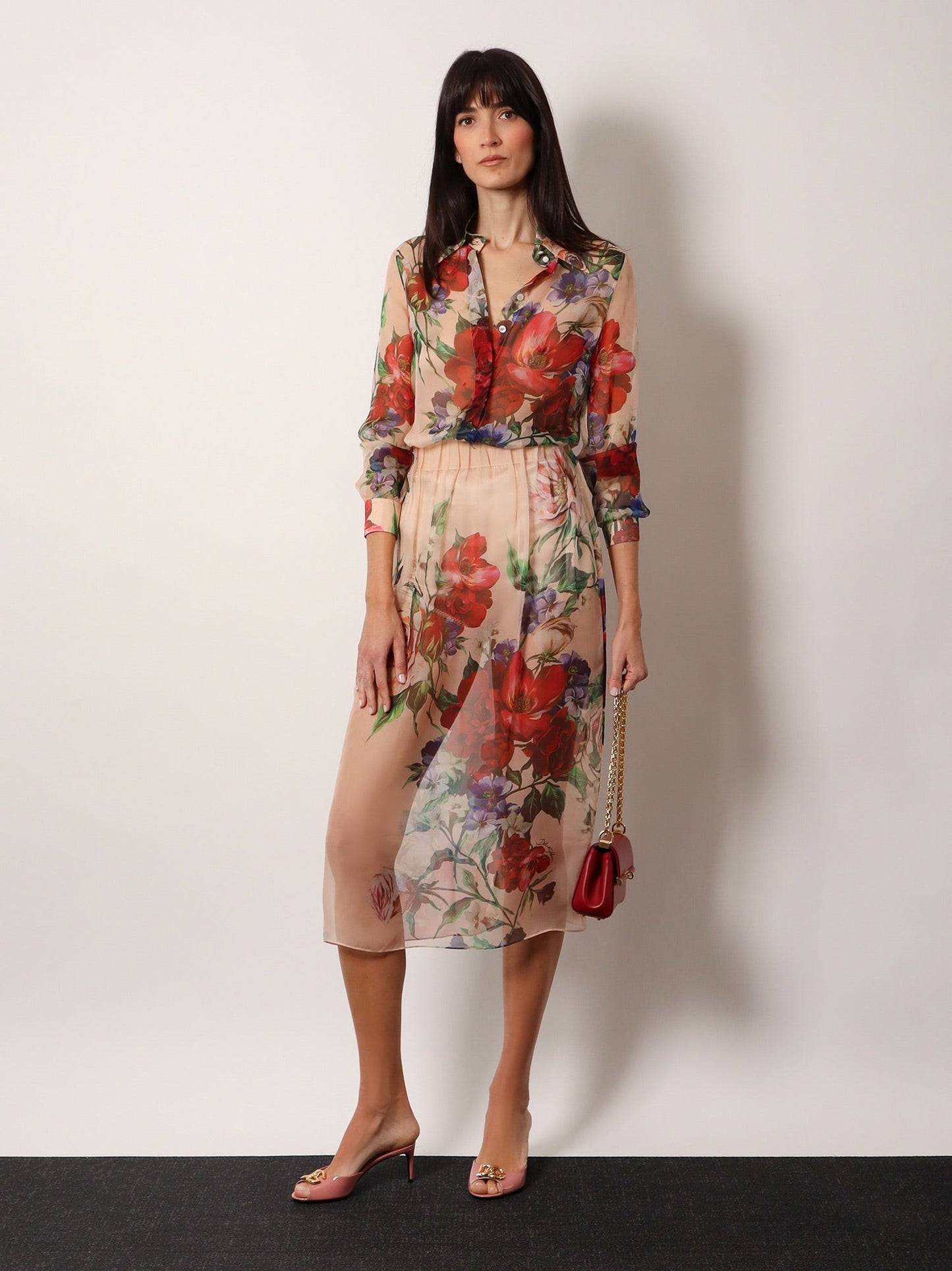 DOLCE e GABBANA Silk shirt with iconic floral motif
