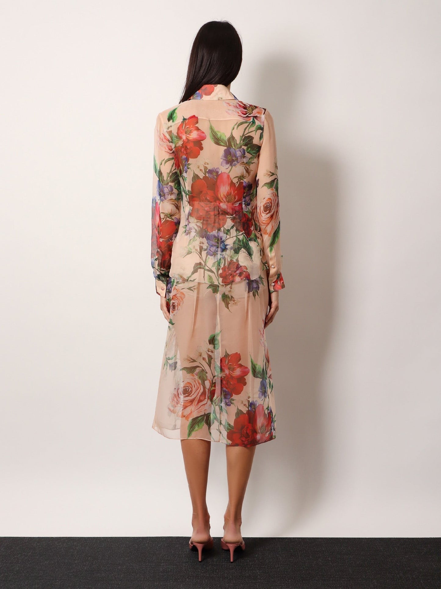 DOLCE e GABBANA Silk shirt with iconic floral motif