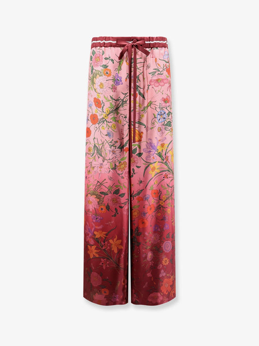 Gucci Silk trousers with Gucci Flora print